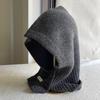 Pure Wool Balaclava Women's Winter Knitted Warm Ear Protection Hat Scarf Integrated Hooded Neck Scarf