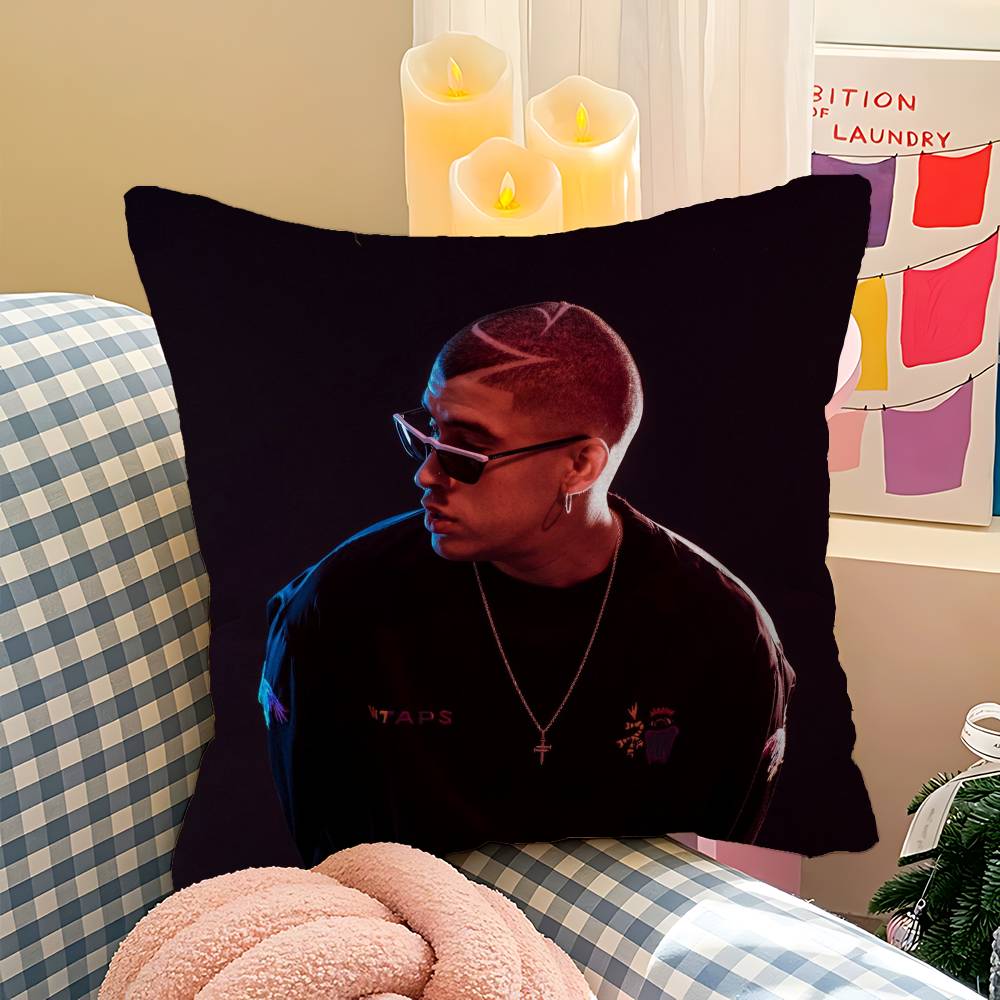 Global Reggaeton Star B-Bad Bunny Cushion Cover Polyester Sofa Cushions Decorative Throw Pillows Home Decoration Pillowcover
