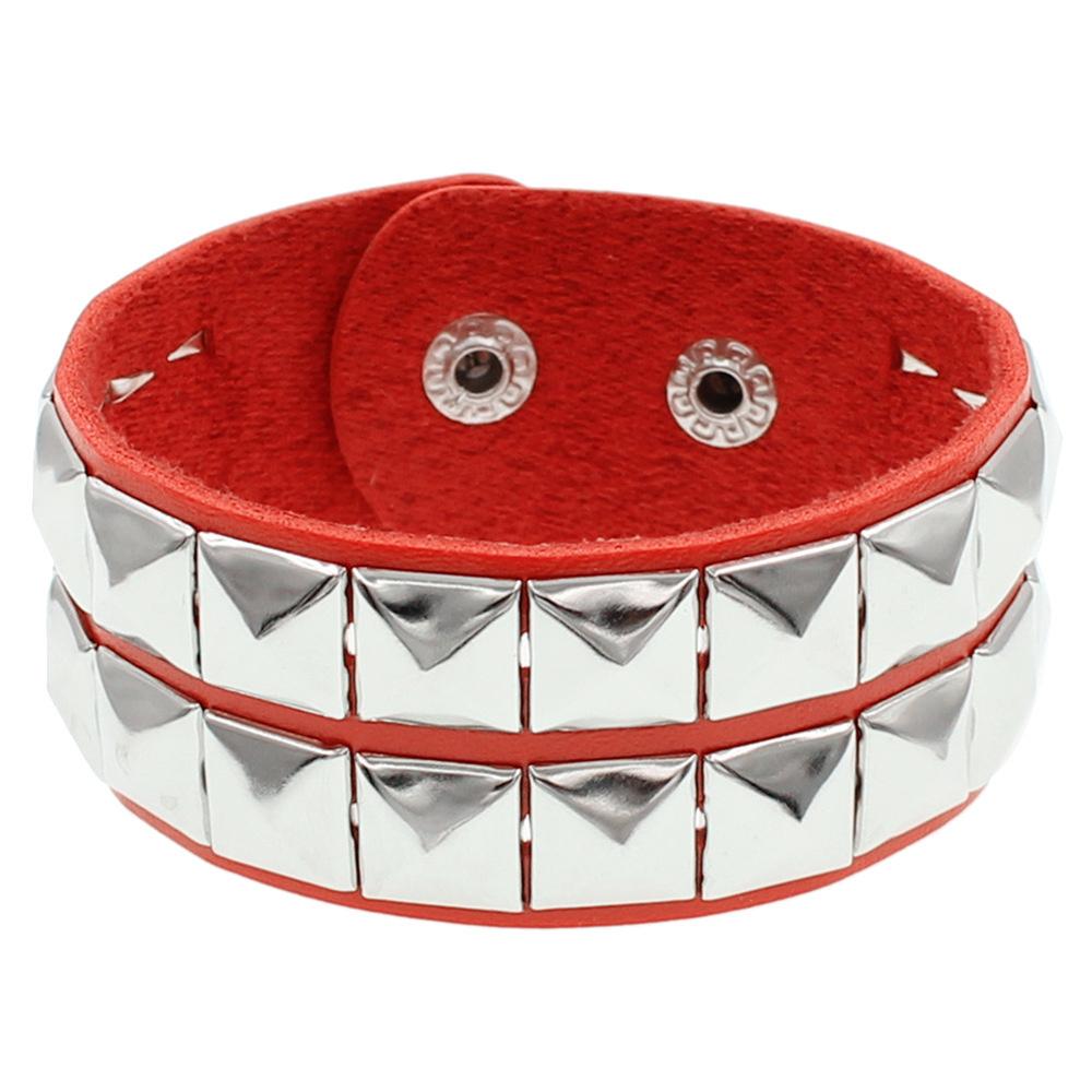 2025 Red Pink Hip Hop Rock PU Leather Bracelet Punk Stud Spike Rivet Punk Bangle Bracelet Wristband Jewelry Accessories Gifts