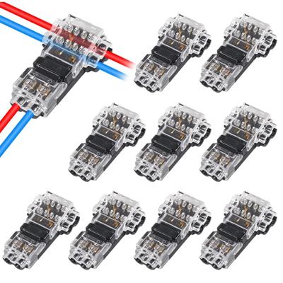 10Pcs T Type Wire Connector 2 Pin Automotive Wire Splice Connector T Tap Wiring Connector 3 Way Terminals Car Electrical Wire
