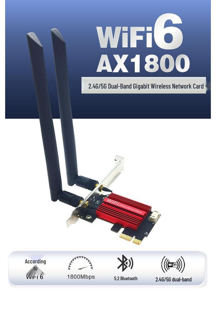 AX1800 WiFi 6 Dual-Band PCIe Desktop Wireless Network Card with Bluetooth 5.2