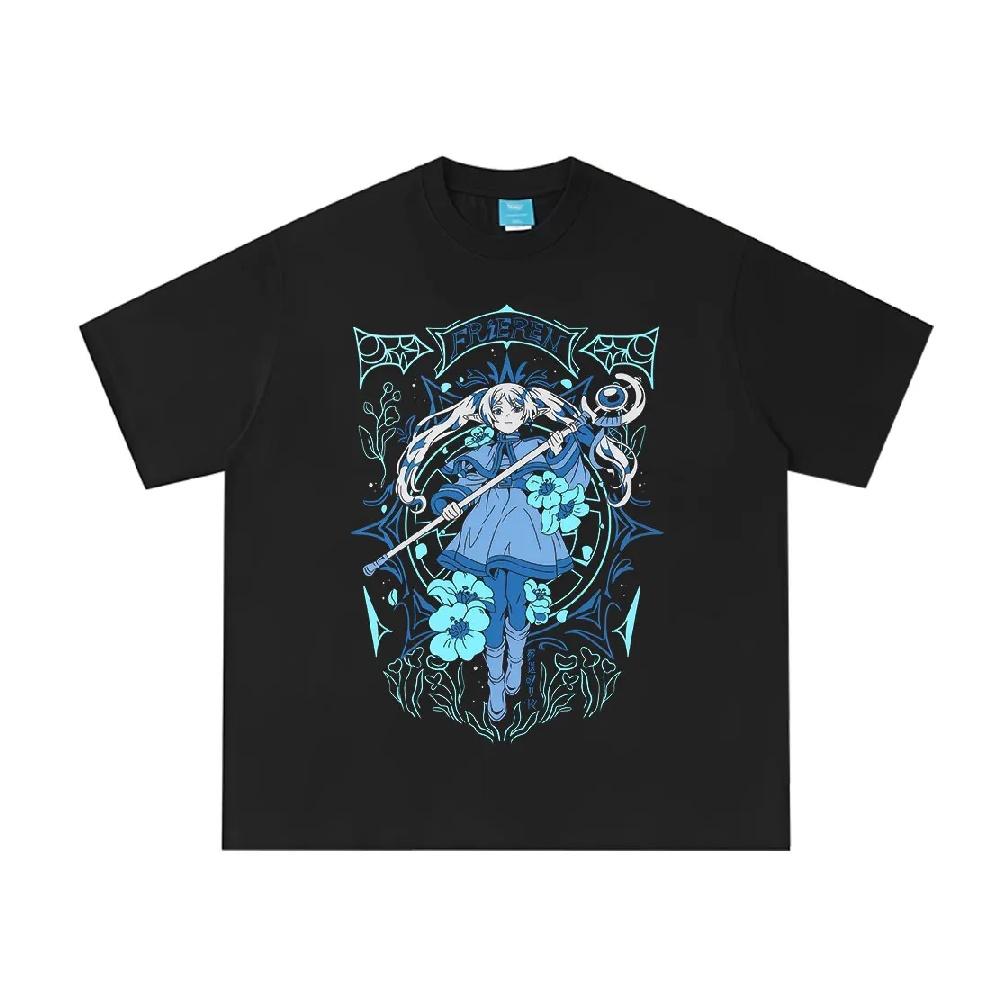 

Anime Frieren_ Beyond Journey s End Frieren Graphic T-shirt Men Women Summer Fashion Short Sleeve Cotton T-shirts Streetwear S чёрный