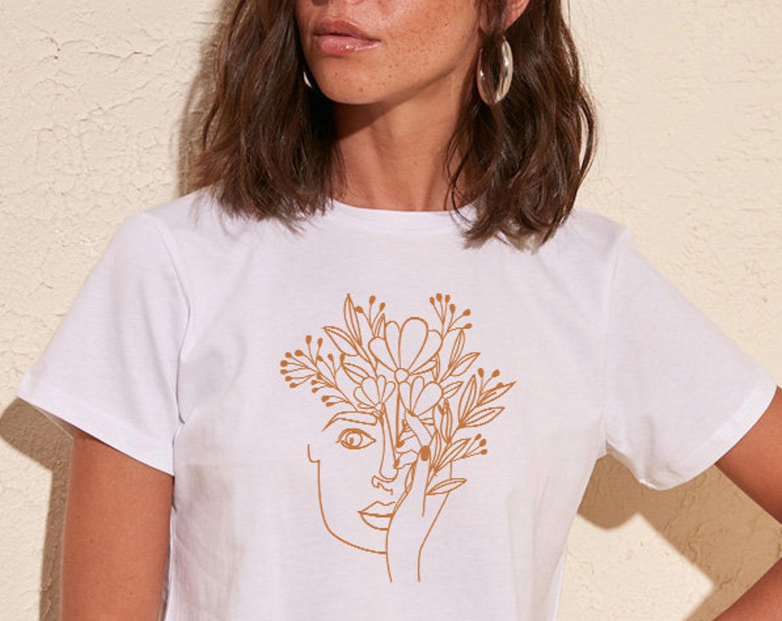 Be Kind Abstract Face Floral T-shirt, Womens Graphic Tee, Line Art Shirt Tshirt Picasso Art Boho Artistic Cute Feminine Tumblr Shirt, UNISEX L