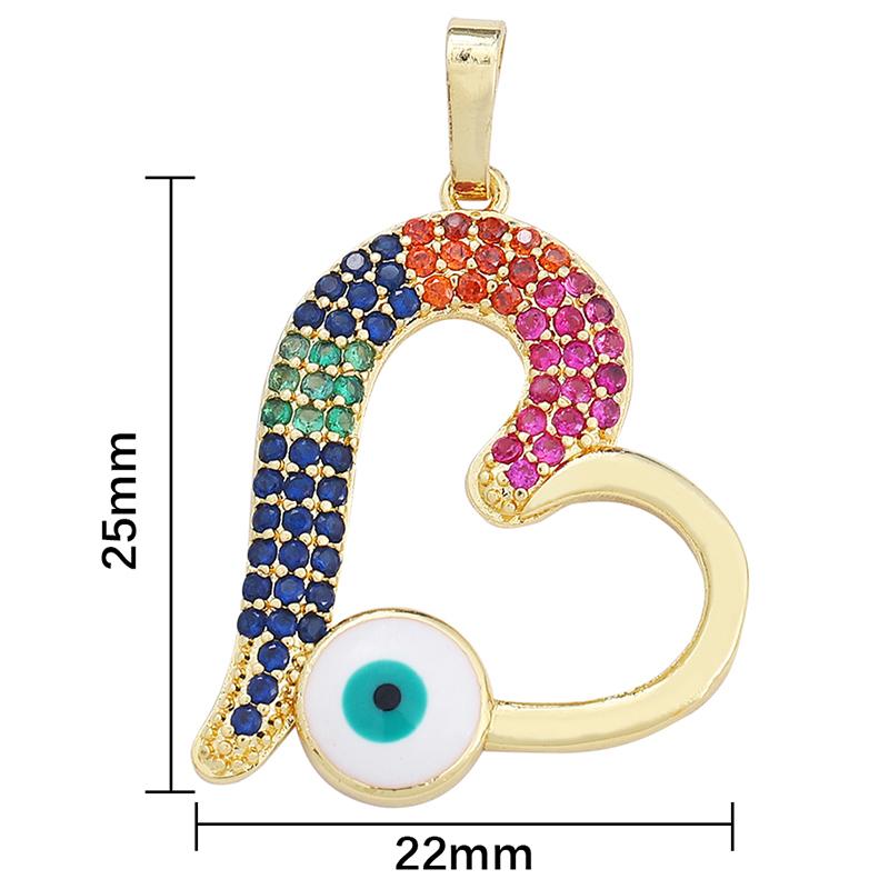 Módní Zirkon Mosaz Smalt Ruka Srdce Evil Eye Charm Přívěsek na náramek Náhrdelník Náušnice Výroba DIY doplňků šperků