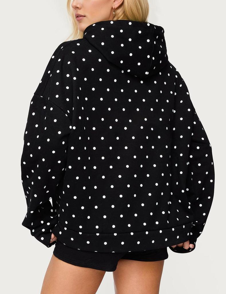 Women's Polka Dot Print Casual Loose Hoodie Sweatshirt for Autumn Winter