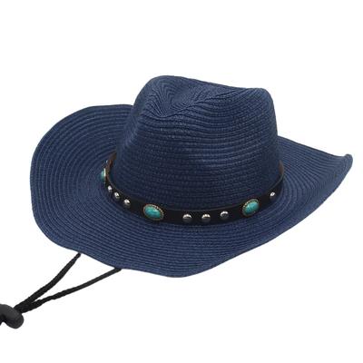 Panama Straw Hat Western Cowboy Men And Women Travel Sunscreen Sunshade Warped Edge Hawaiian Beach Sun Hat