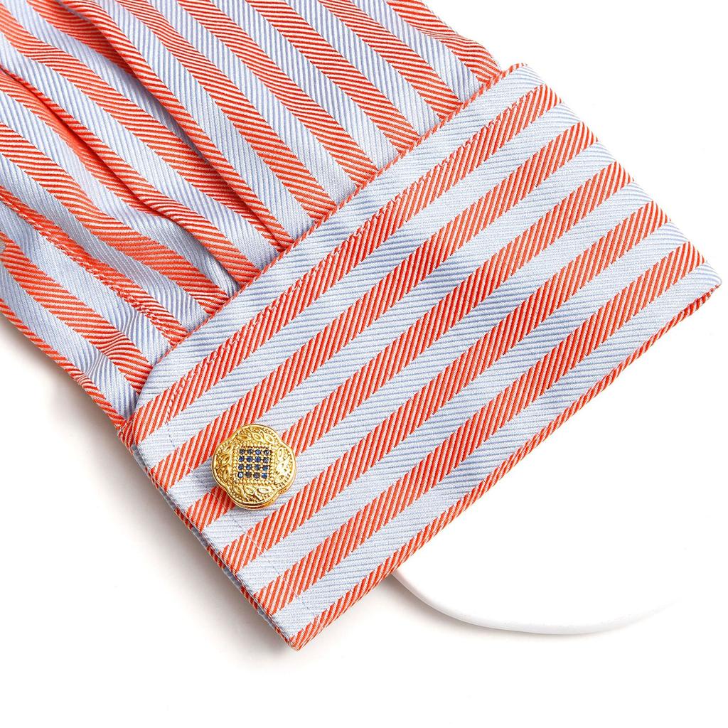 Hot-Selling High-Quality Light Luxury Blue Diamond Square Copper Gold French Men'S Cufflinks Jewelry