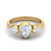 Pear Shape Rainbow Gemstone Gold Plated 925 Sterling Silver Ring