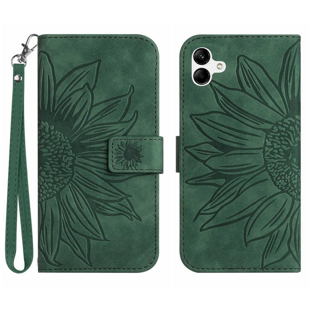HT04 For Samsung Galaxy A06 4G Case Sunflower Leather Wallet Phone Cover with Wrist Strap