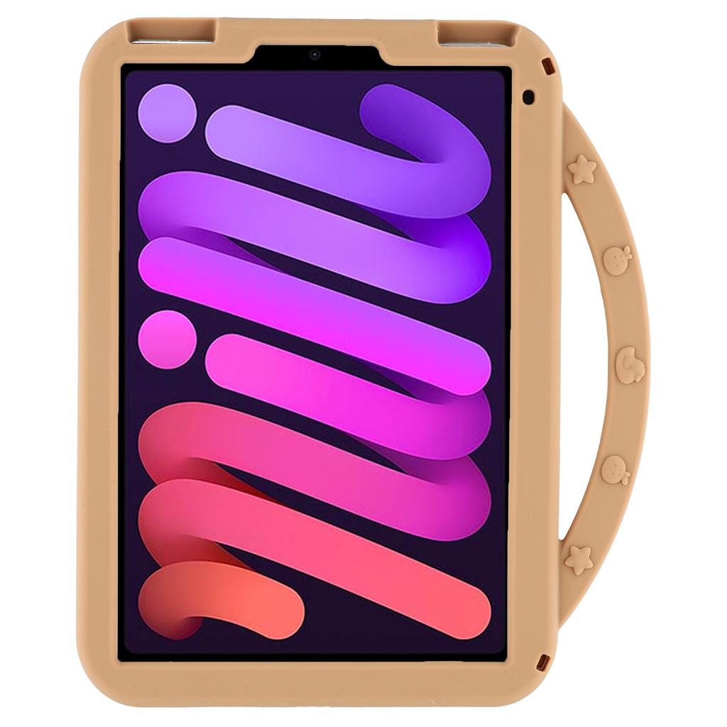 For iPad Mini (2024)/(2021) Silicone Case with Handle 360 Degree Rotating Kickstand Protective Cover Capybara Pattern