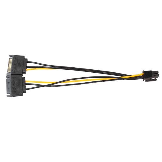 7 Inch 6 Pin PCI to Dual SATA 15 Pin Express Card Power Cable Connector Cord