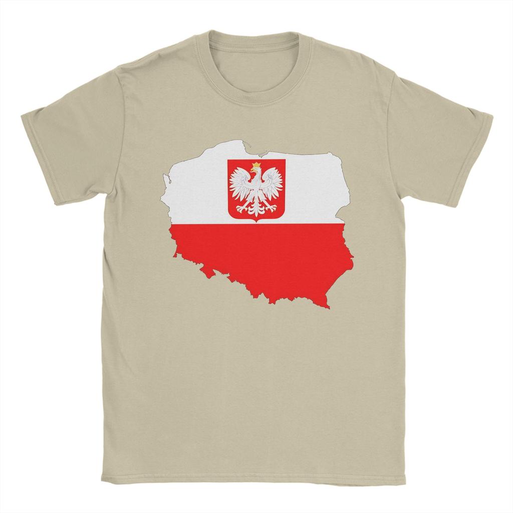 Poland Flag Map With Coat Of Arms T Shirt Beach Casual T Shirts 100 Cotton Trending Tshirt For Unisexs Shortsleeve Casual Tees