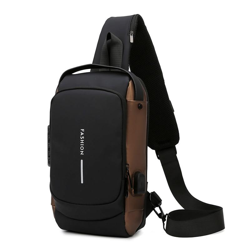 Męska wielofunkcyjna antykradzieżowa torba na ramię USB Crossbody Bag Travel Sling Bag Pack Messenger Pack Chest Bag