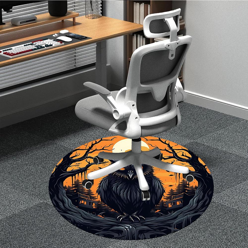 

1pc Owl, Spooky Night Scene Chair Carpet for Office, Soft Comfortable Mat For Office, Living Room, Bedroom, Machine Washable Carpet yy251112182 80cm by 80cm
