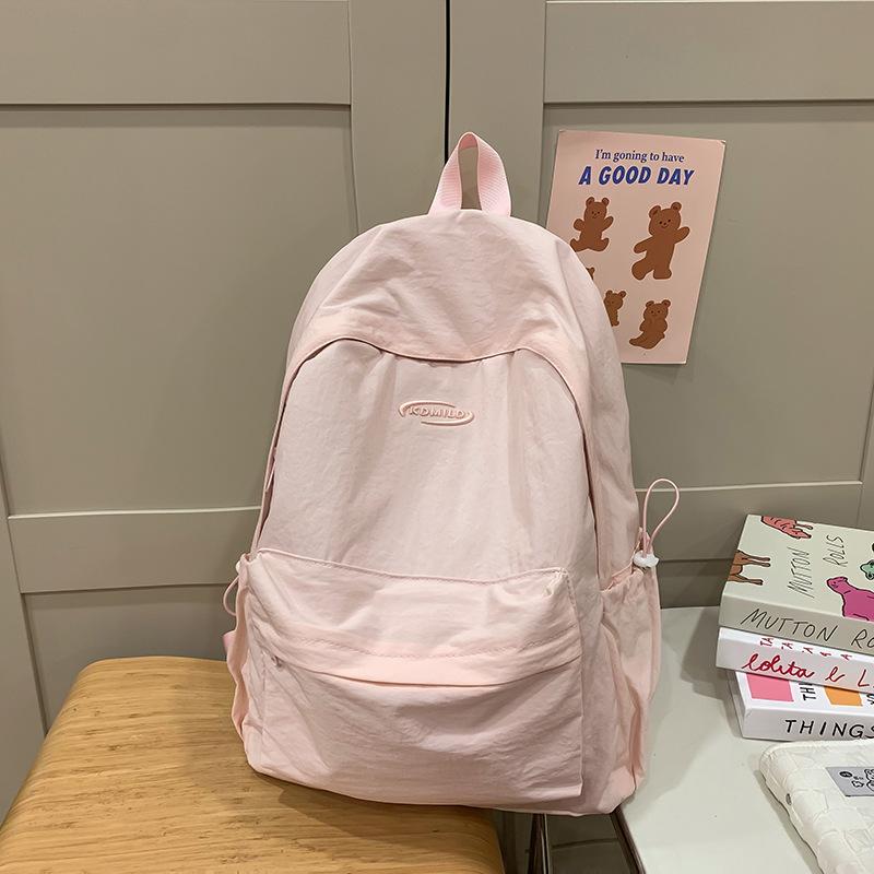 Schoolbag Lightweight Simple Solid Color Backpack Casual Versatile College Student Class Bag School Bag Female Outing Wind Student Backpack