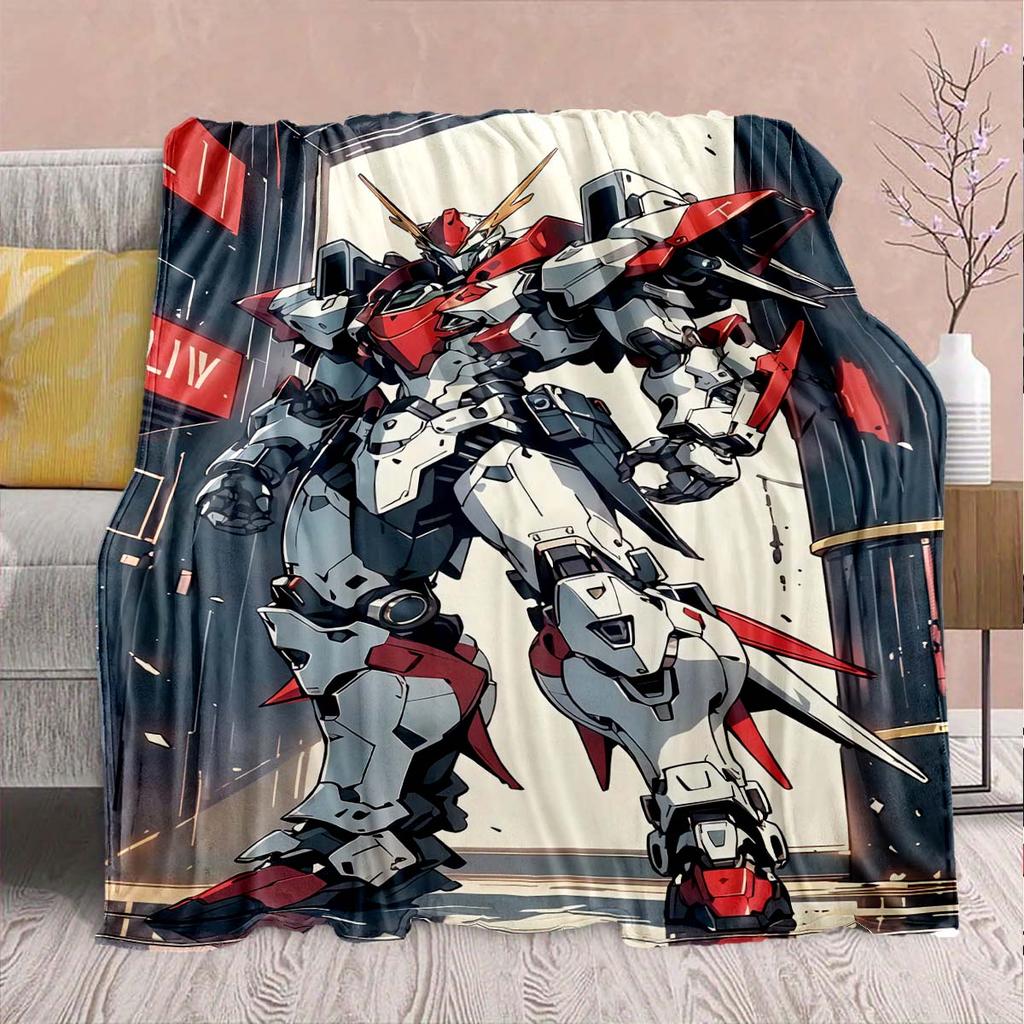 Gundam Anime Flannel Blanket - Soft Warm Perfect for Sofa, Bedding Camping Travel Office Home Decor -QJY