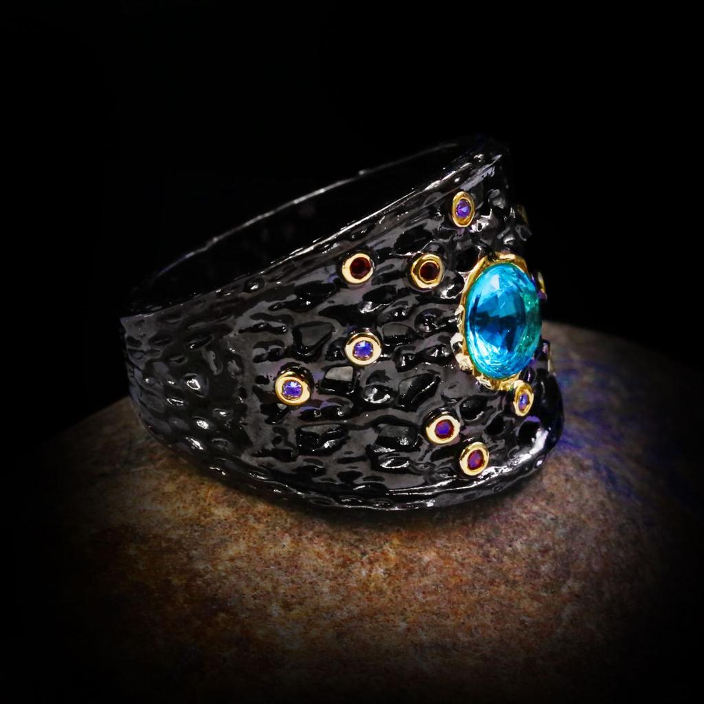 Retro ring female ins trendy cool copper gold-plated European and American cold wind closed ring fashion exaggerated ring