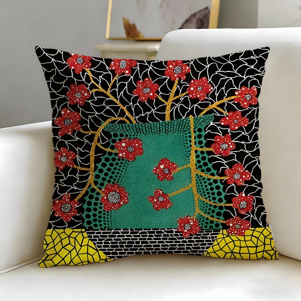 classic artist Yayoi Kusama Cushion Cover Soft  EasyWash Pillow Case  Versatile for Couch Bed Travel and Office