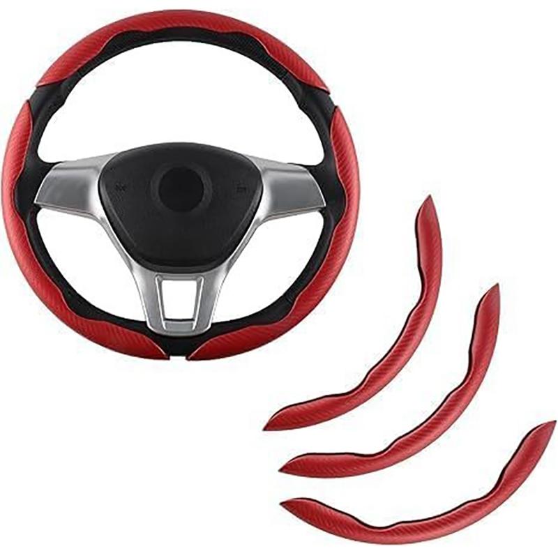 2/3 Pezzi Coprivolante in Fibra di Carbonio per Auto 38cm Antiscivolo Copri Carta Maniglia Booster Volante Auto Copertura Protettiva