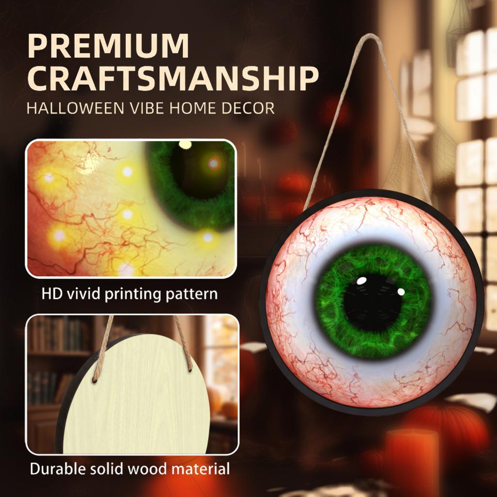 Halloween LED Light Up Eye Hanging Decorations (2 Pack) - Glowing Eye Badges for Costume Parties, No Batteries Included