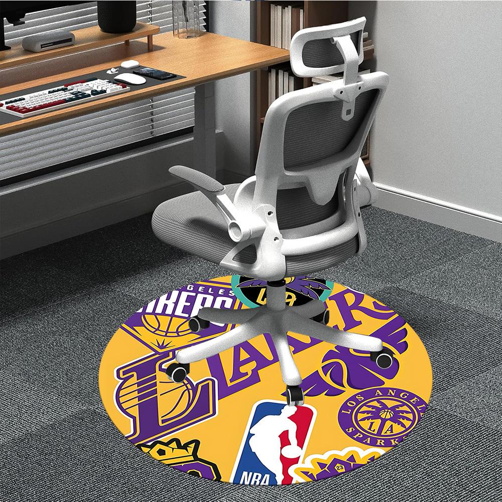 

1 шт. Круглый ковер для офиса с изображением Баскетбольной команды Lakers, Коврик для помещений, Подходит для офиса, спальни, гостиной, Декор для дома, Декор комнаты a0926216 80cm by 80cm