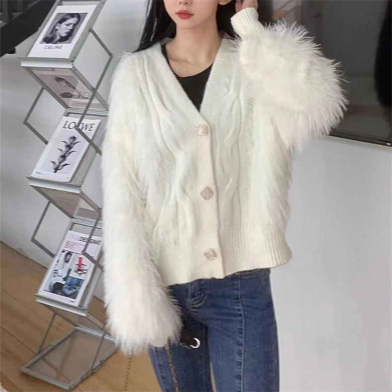 2023 Autumn and Winter New Thickened Jacket Knitted Cardigan Women's Loose Sweater Jacket