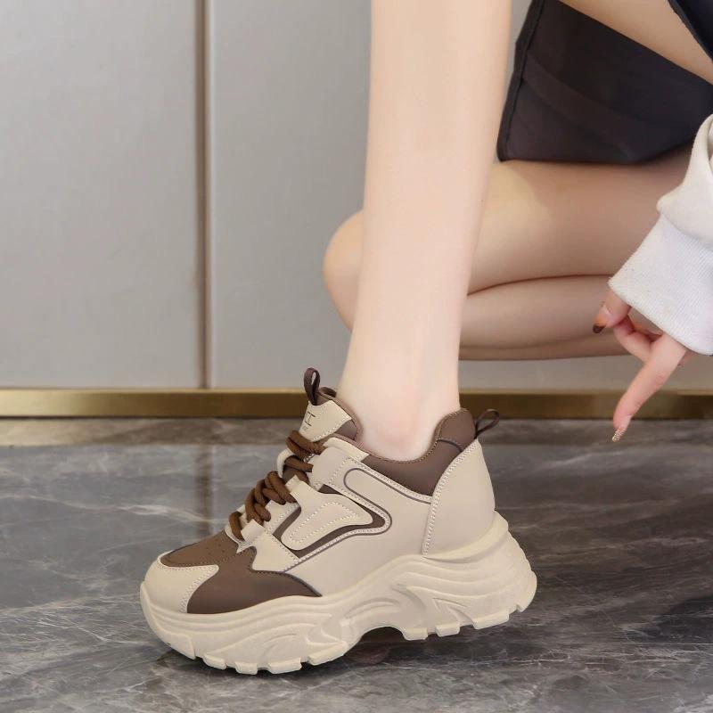 New Spring and Autumn Platform Dad Shoes Women's Inner Height Increase Lightweight Sports Shoes Small Casual Shoes