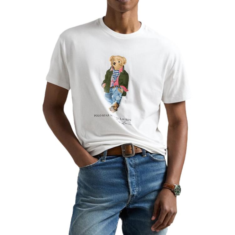Camiseta de Manga Corta con Cuello Redondo y Estampado de Logo Liso Polo Ralph Lauren para Hombre Tops Blanco 710854497-041