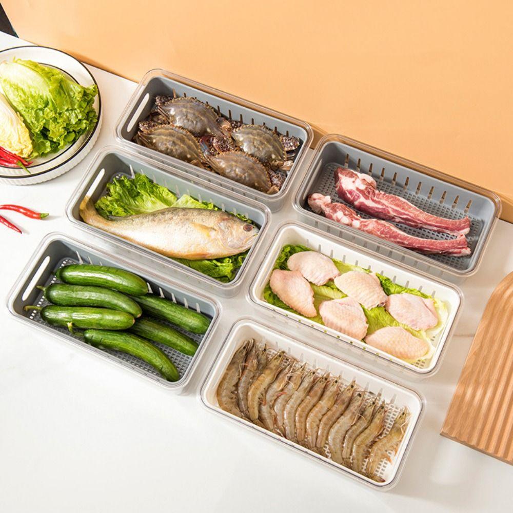 Stapelbare Kühlschrank-Aufbewahrungsbox mit Deckeln Herausnehmbare Lebensmittel-Aufbewahrungsbehälter mit Ablauf Frischebox Küche