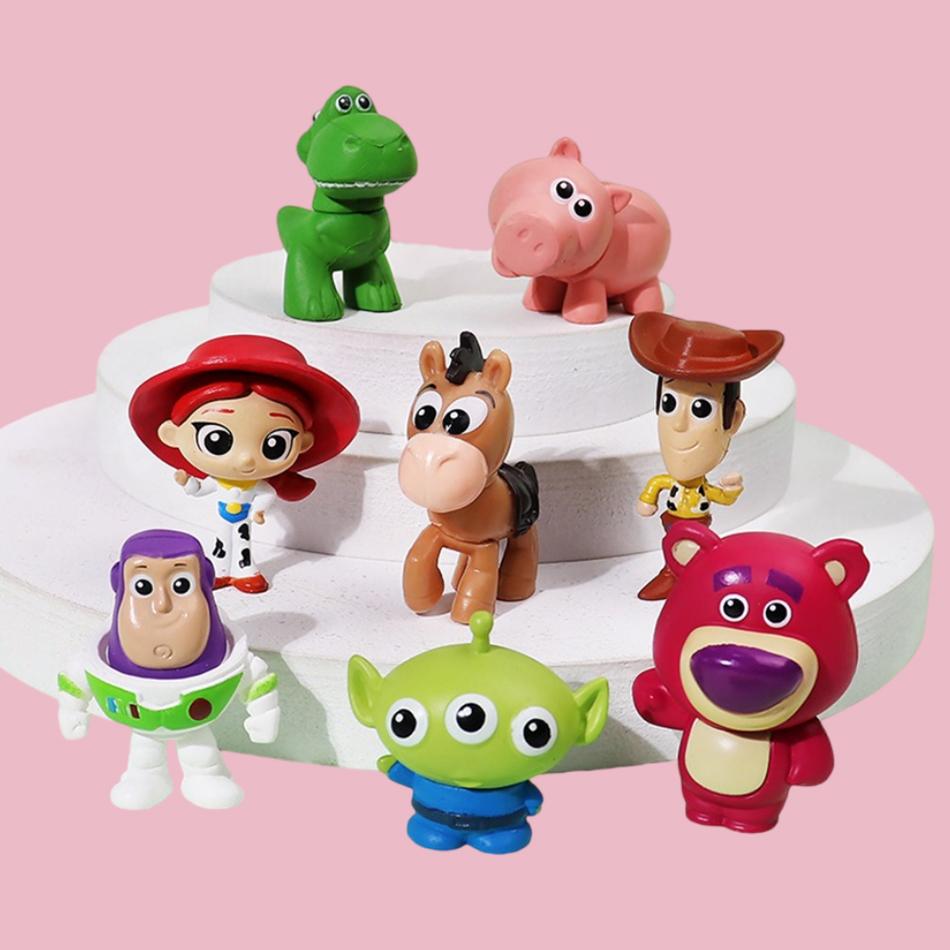 Toys 8Pcs Lot Anime Toy Story Mini Action Figure 4.5cm Buzz Lightyear Woody Ornaments Desktop Ornaments Holiday Gifts Children