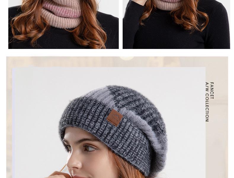 North American Women's Winter Two-Piece Set: Two-Color Knit Hat & Velvet Scarf, Warm Ear Protection