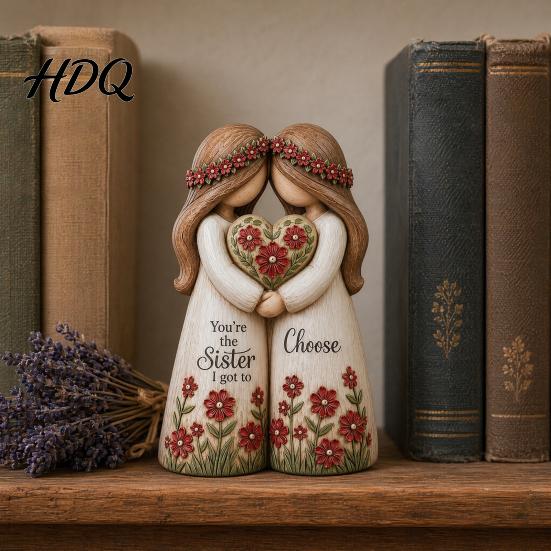 Best Friend Statue Sisterhood Statue Sisters Forever Handcrafted Resin Sculpture with 2 Sister Bond Decoration 3 4 Figurines Friendship Gifts for