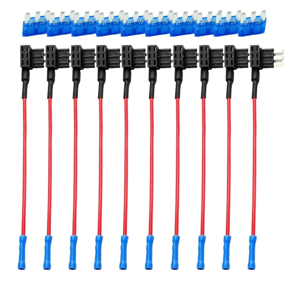 15A Car Add-a-Circuit Fuse Tap Adapter with 5 Pcs 15 Amp Micro 3 Blade Fuses Kit