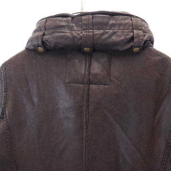 ARMANI JEANS fake leather jacket USA 4 Dark brown Fur lining Men's Used