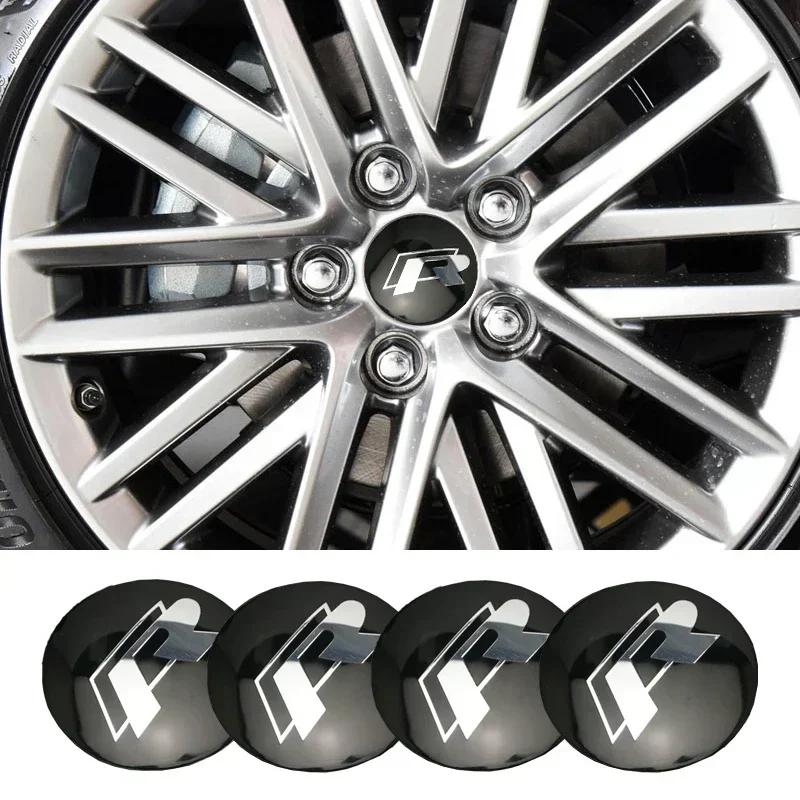 

New Hot 2025 New 4Pcs 56mm Car Wheel Stickers Center Hub Cap Car Emblem Badge Decal For Volkswagen GTI R-Line R Polo T5 Golf