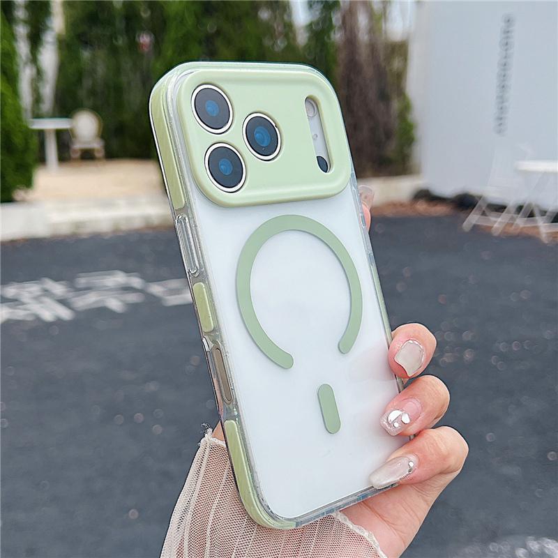 

For iPhone 17 Air 17Pro 17Pro Max Touch Camera Button Shockproof Back Cover Candy Color Full Lens Protection Clear Magsafe Case For iPhone 17Pro Max зелёный