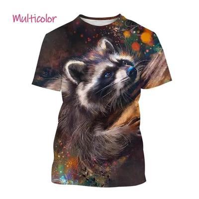 Camiseta de Mapache Lindo con Impresión 3D Para Hombre Camisetas Divertidas con Patrón de Animales Moda de Verano Casual Cuello Redondo Manga Corta Top Camisetas Unisex