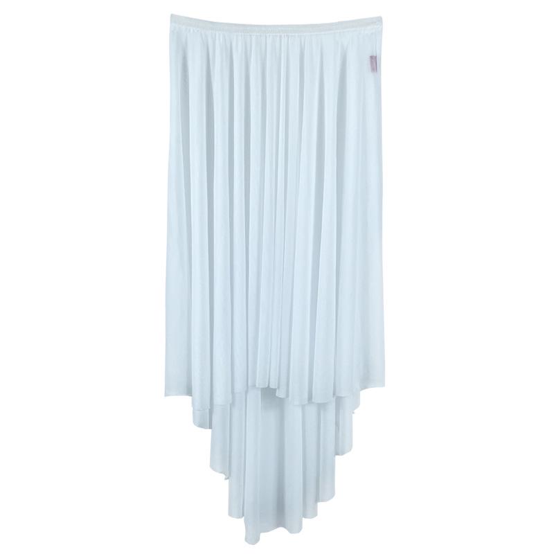 

Эластичная сетчатая диагональная балетная юбка: Женский гимнастический купальник для танцев, с юбкой из сетки, полукорпус M светло-синий