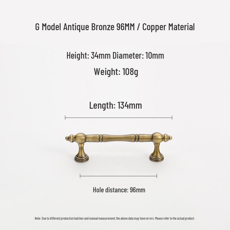 Bronze Brass Pull Handle: New Chinese Style Cabinet, Wardrobe & Drawer Retro Door Handle