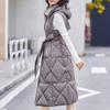 Fashion Winter Coat Female Warm Long Vest Hooded Elegant Fur Collar Thick Sleeveless Parka