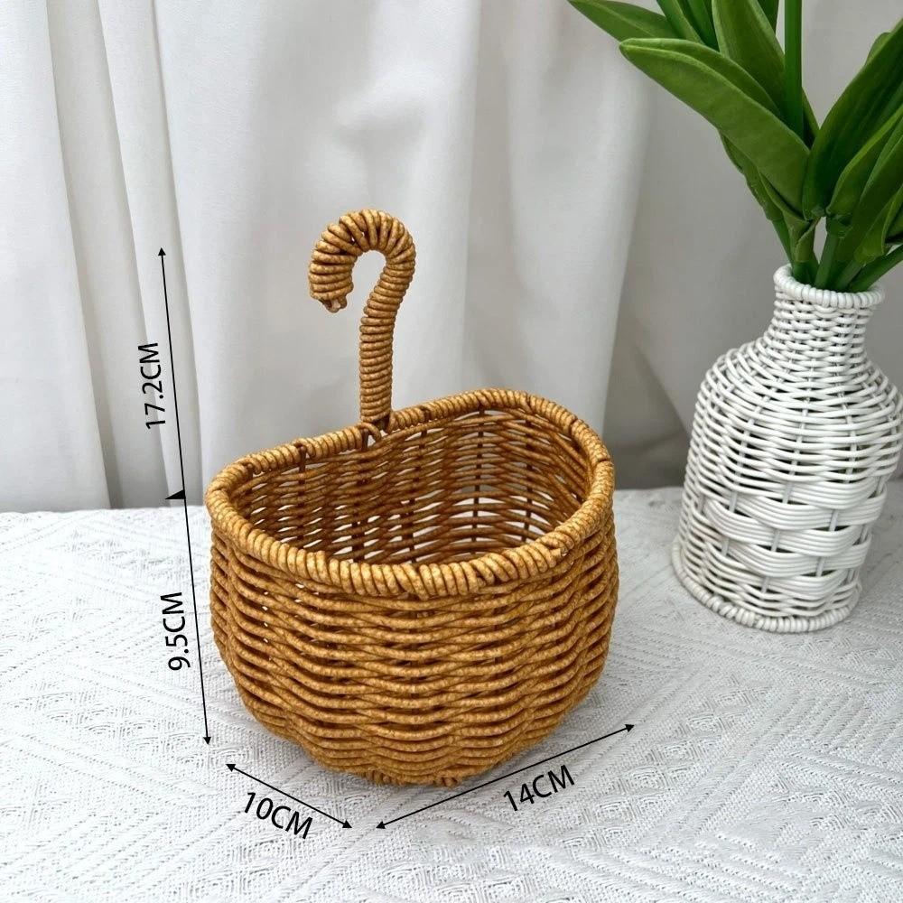 Woven Design Woven Storage Basket Plastic Fruit Vegetable Holder Wall Hanging Basket  for Kitchen
