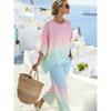 One wholesale, European and American style suit, summer loose round neck bat sleeve top, casual wide-leg pants two-piece set
