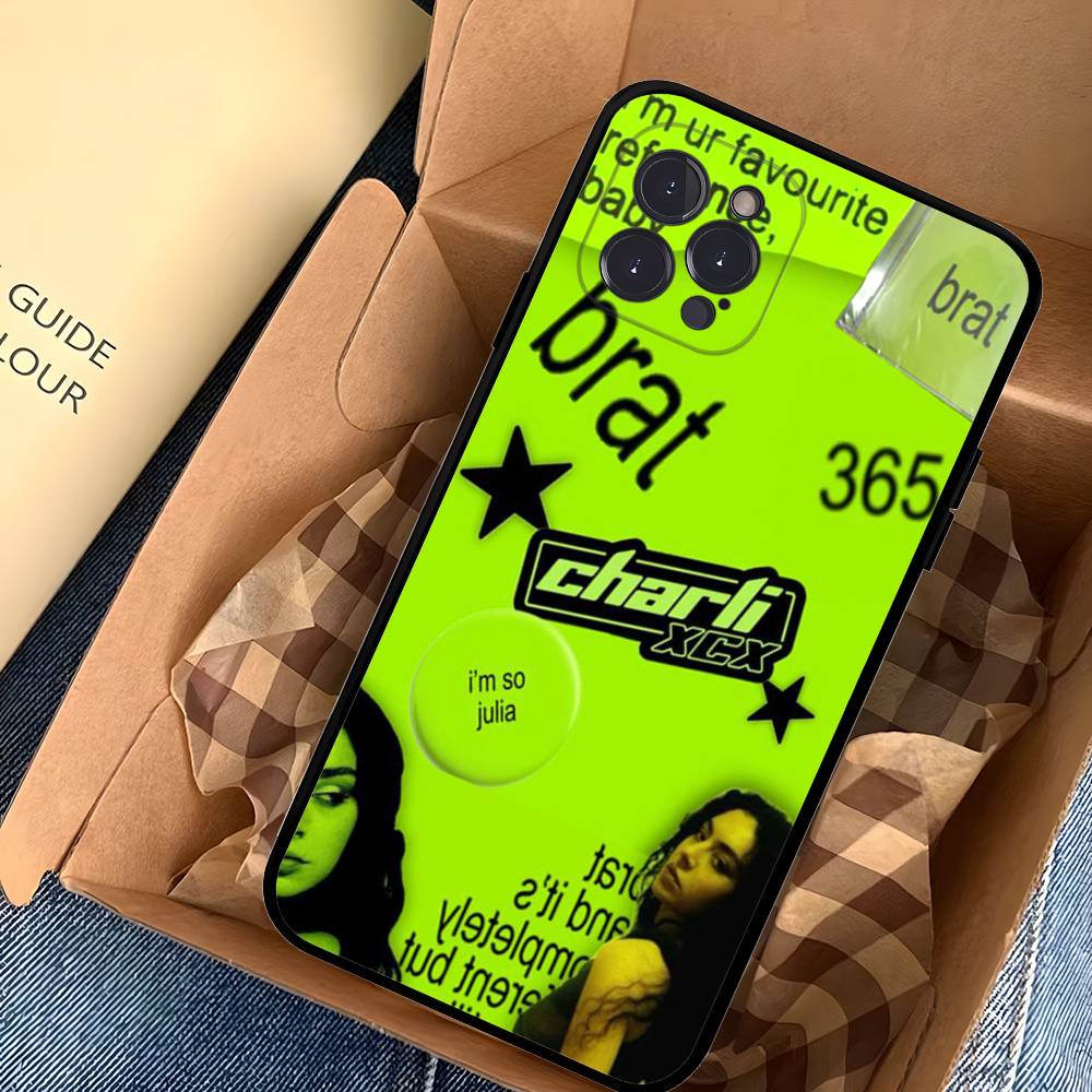C-Charlis XCX B-BRAT Brat 360 365 Transparent Phone Case For iPhone 16 15 14 13 12 11 Pro Max Plus Soft Cover iPhone 14