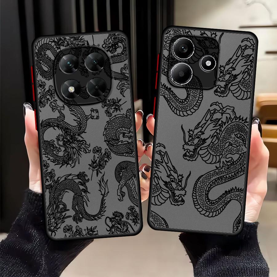 Funda Back Phone Cover Case for Xiaomi Redmi Note 14 14C 9S 12 13C 13 Pro Plus 10 A4 11 Chinese Dragon