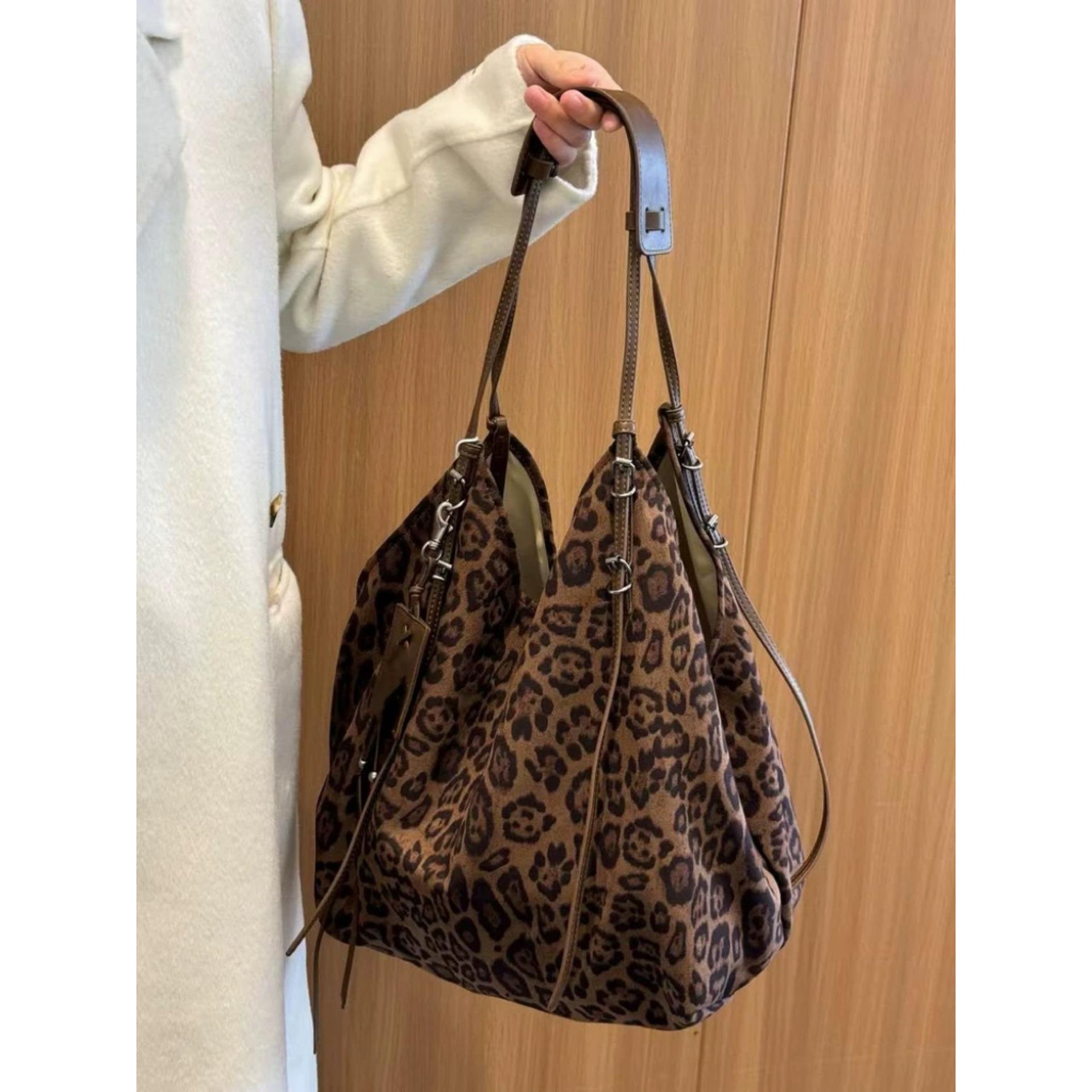 

Spring and summer lazy wind leopard print shoulder bag large capacity fashion wind canvas women s bag леопардовый