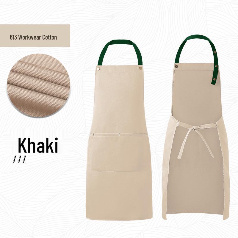 Waterproof Oil-Proof Unisex Kitchen Apron with Logo Print for Cooking and Dishwashing хаки