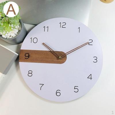 12'' Wall Clock Silent Arabic Numeral Wooden Pointer Battery Operated Round Classic for Bedroom