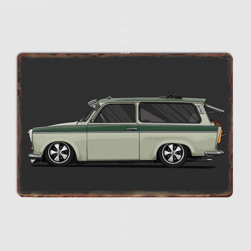 VW GT2 53B MK1 BBS MK3 Trabant 601 Oldtimer Wandkunst Poster Metall Innenbereich Heimwanddekoration Blechschild Dekoration Raumdekoration