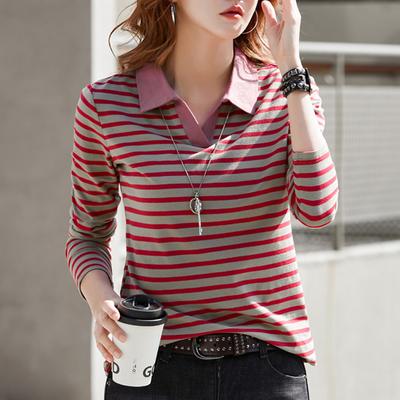 T-shirt casual da donna a maniche lunghe in cotone Polo Ralphmen