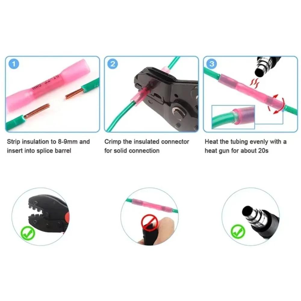 20PCS New AWG 26-10 Heat Shrink Butt Wire Connectors 0.3-6.0mm2 Waterproof Heat Shrink Connectors Insulated Universal Terminals